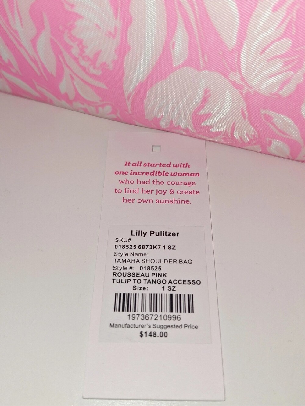 Lily Pulitzer Tamara Pink & White Floral Shoulder Bag NWT - Picture 3 of 5